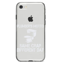 DistinctInk® Clear Shockproof Hybrid Case for Apple iPhone / Samsung Galaxy / Google Pixel - Same Crap Different Day - Plumbers