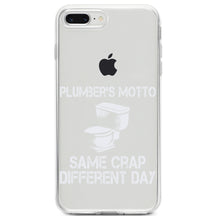 DistinctInk® Clear Shockproof Hybrid Case for Apple iPhone / Samsung Galaxy / Google Pixel - Same Crap Different Day - Plumbers