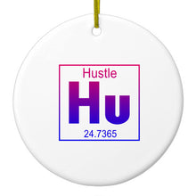 DistinctInk® Hanging Ceramic Christmas Tree Ornament with Gold String - Great Gift / Present - 2 3/4 inch Diameter - Entrepreneur Hustle Hu Element