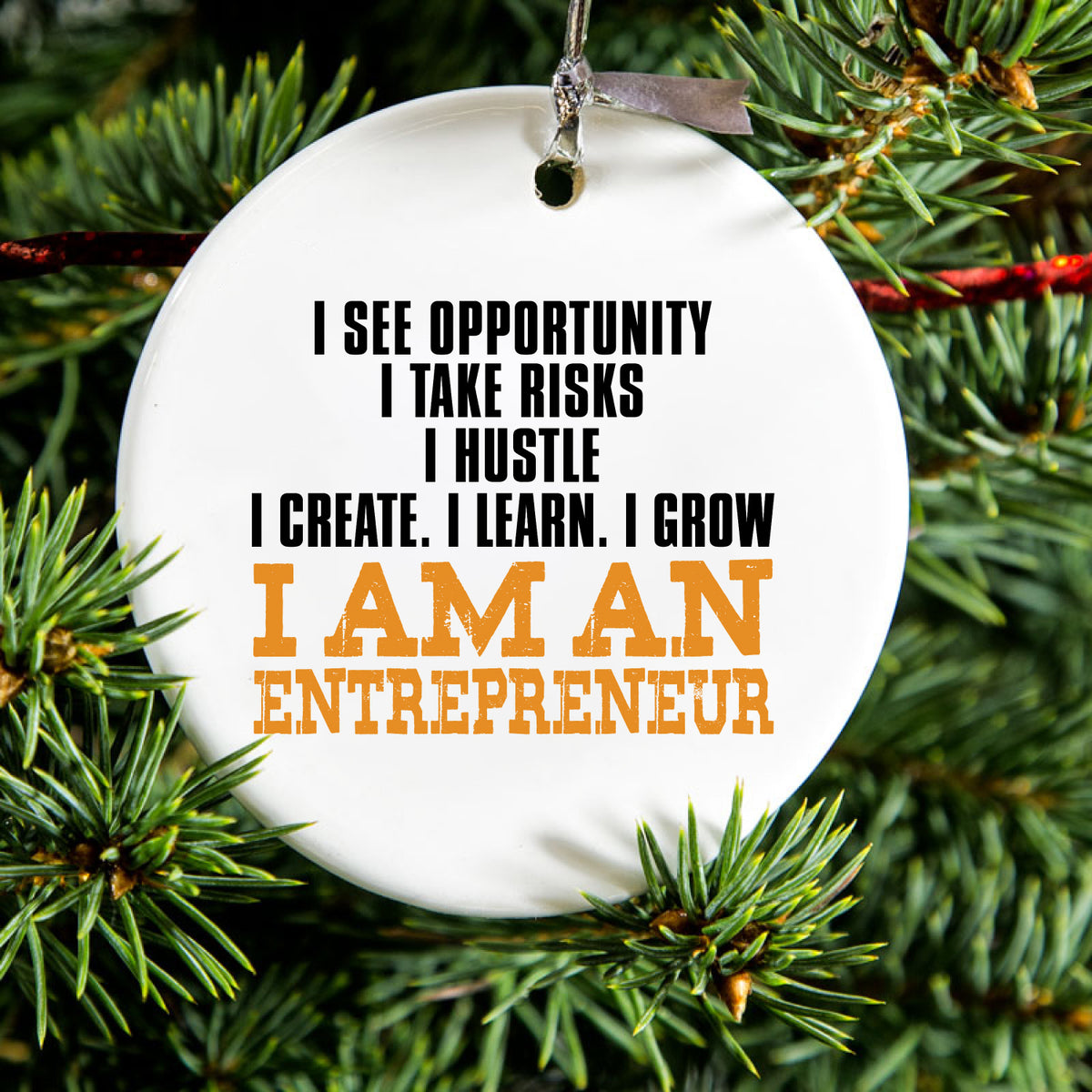 Entrepreneur Opportunity Risks Hustle Ceramic Ornament, view 2