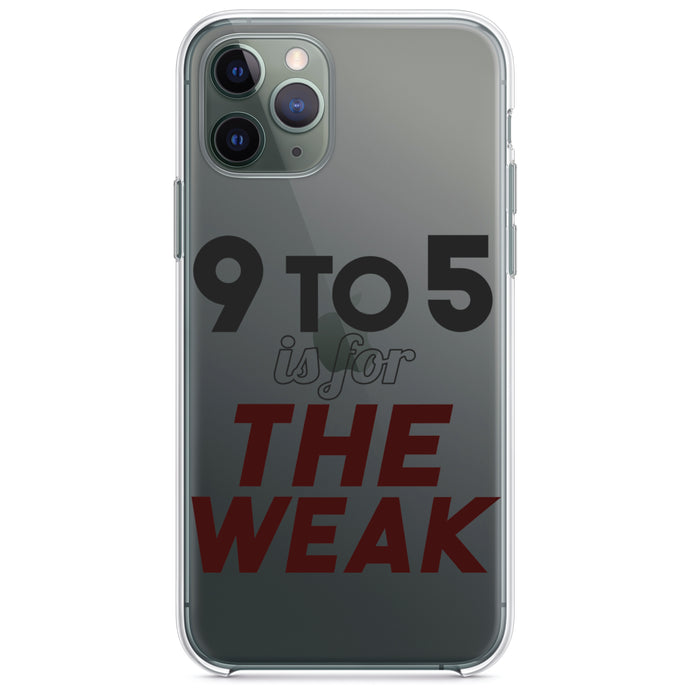 DistinctInk® Clear Shockproof Hybrid Case for Apple iPhone / Samsung Galaxy / Google Pixel - 9 to 5 Is For the Weak