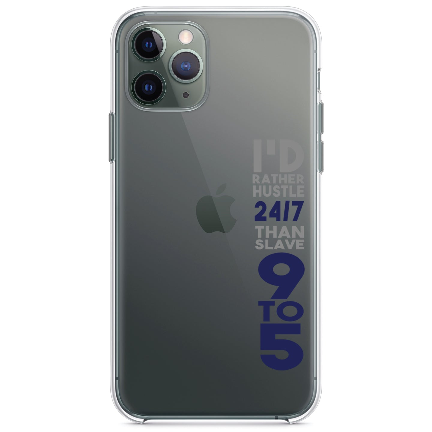 DistinctInk® Clear Shockproof Hybrid Case for Apple iPhone / Samsung Galaxy / Google Pixel - Rather Hustle 24/7 Than Slave 9 to 5