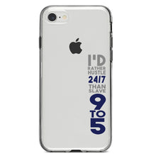 DistinctInk® Clear Shockproof Hybrid Case for Apple iPhone / Samsung Galaxy / Google Pixel - Rather Hustle 24/7 Than Slave 9 to 5