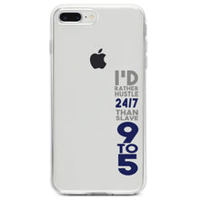 DistinctInk® Clear Shockproof Hybrid Case for Apple iPhone / Samsung Galaxy / Google Pixel - Rather Hustle 24/7 Than Slave 9 to 5