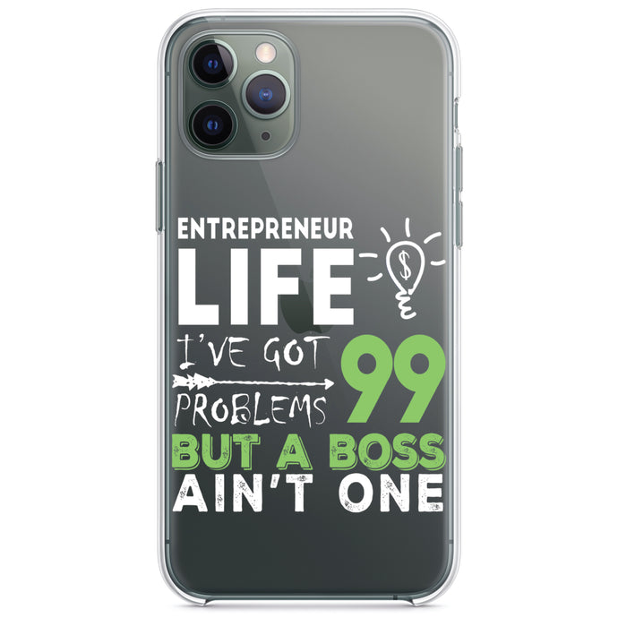 DistinctInk® Clear Shockproof Hybrid Case for Apple iPhone / Samsung Galaxy / Google Pixel - Entrepreneur 99 Problems But Boss Ain't One