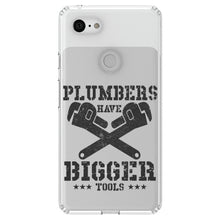 DistinctInk® Clear Shockproof Hybrid Case for Apple iPhone / Samsung Galaxy / Google Pixel - Plumbers Have Bigger Tools