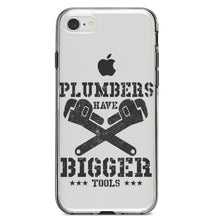 DistinctInk® Clear Shockproof Hybrid Case for Apple iPhone / Samsung Galaxy / Google Pixel - Plumbers Have Bigger Tools
