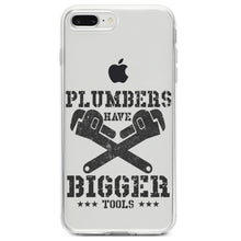 DistinctInk® Clear Shockproof Hybrid Case for Apple iPhone / Samsung Galaxy / Google Pixel - Plumbers Have Bigger Tools