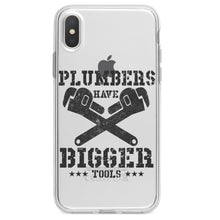 DistinctInk® Clear Shockproof Hybrid Case for Apple iPhone / Samsung Galaxy / Google Pixel - Plumbers Have Bigger Tools