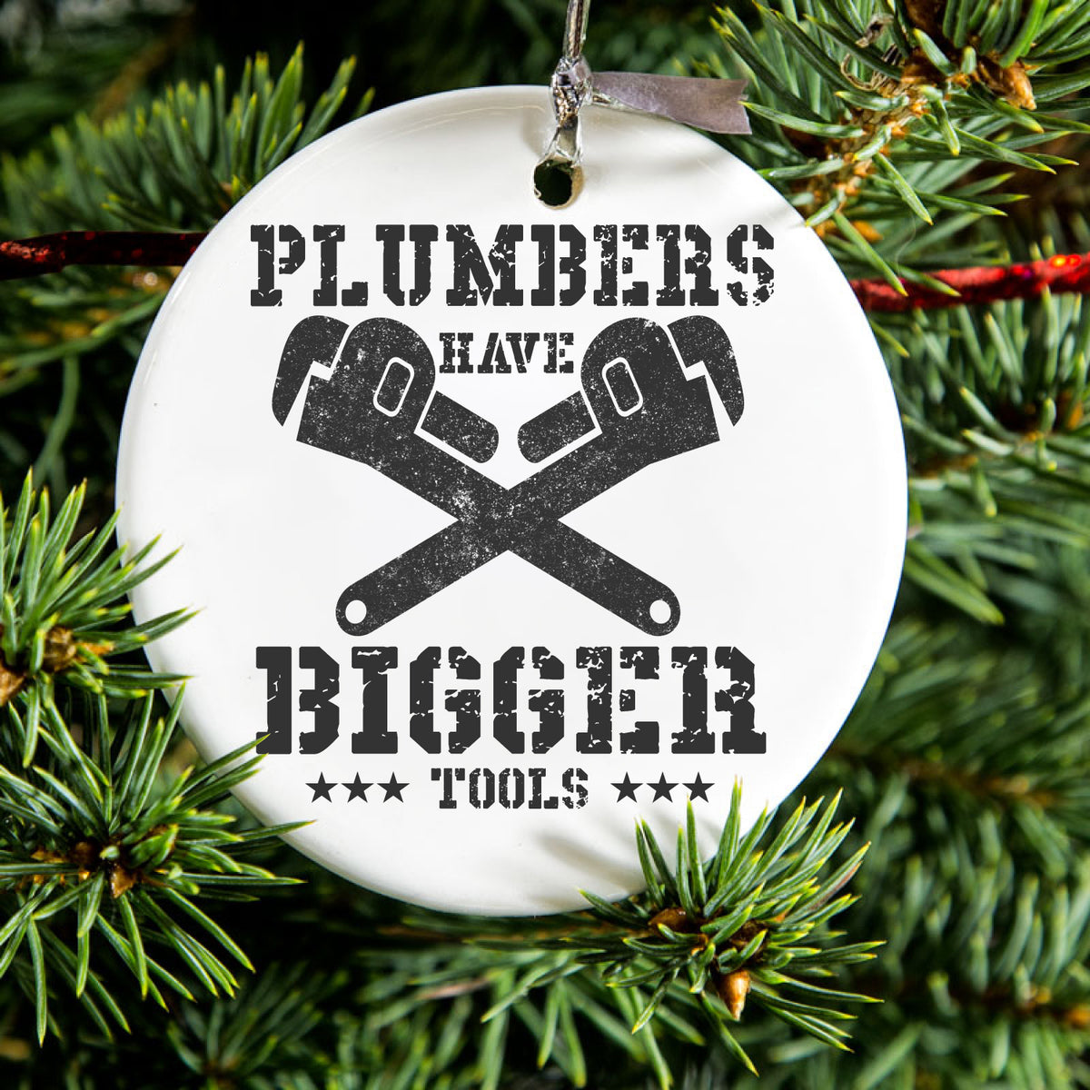 Plumbers Have Bigger Tools Ceramic Ornament, view 2