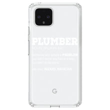 DistinctInk® Clear Shockproof Hybrid Case for Apple iPhone / Samsung Galaxy / Google Pixel - Plumber Definition - Solves A Problem