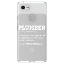 DistinctInk® Clear Shockproof Hybrid Case for Apple iPhone / Samsung Galaxy / Google Pixel - Plumber Definition - Solves A Problem