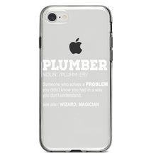 DistinctInk® Clear Shockproof Hybrid Case for Apple iPhone / Samsung Galaxy / Google Pixel - Plumber Definition - Solves A Problem