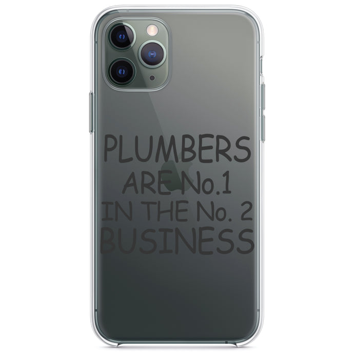DistinctInk® Clear Shockproof Hybrid Case for Apple iPhone / Samsung Galaxy / Google Pixel - Plumbers #1 in the #2 Business