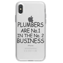 DistinctInk® Clear Shockproof Hybrid Case for Apple iPhone / Samsung Galaxy / Google Pixel - Plumbers #1 in the #2 Business