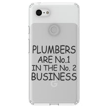 DistinctInk® Clear Shockproof Hybrid Case for Apple iPhone / Samsung Galaxy / Google Pixel - Plumbers #1 in the #2 Business