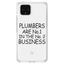 DistinctInk® Clear Shockproof Hybrid Case for Apple iPhone / Samsung Galaxy / Google Pixel - Plumbers #1 in the #2 Business