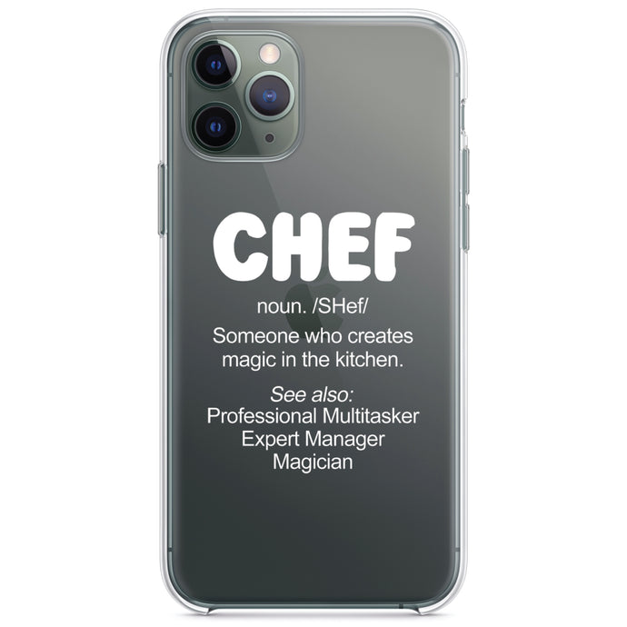 DistinctInk® Clear Shockproof Hybrid Case for Apple iPhone / Samsung Galaxy / Google Pixel - Chef Definition - Magic in the Kitchen