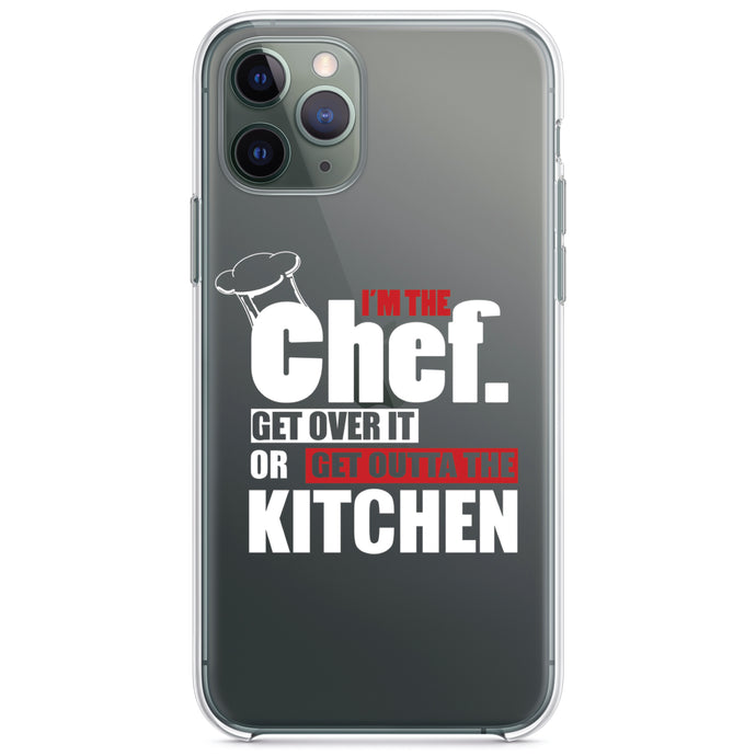 DistinctInk® Clear Shockproof Hybrid Case for Apple iPhone / Samsung Galaxy / Google Pixel - I'm the Chef Get Over it