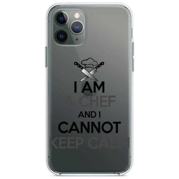 DistinctInk® Clear Shockproof Hybrid Case for Apple iPhone / Samsung Galaxy / Google Pixel - I Am the Chef Cannot Keep Calm