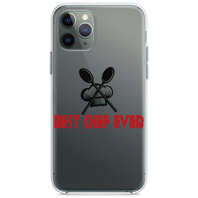 DistinctInk® Clear Shockproof Hybrid Case for Apple iPhone / Samsung Galaxy / Google Pixel - Best Chef Ever