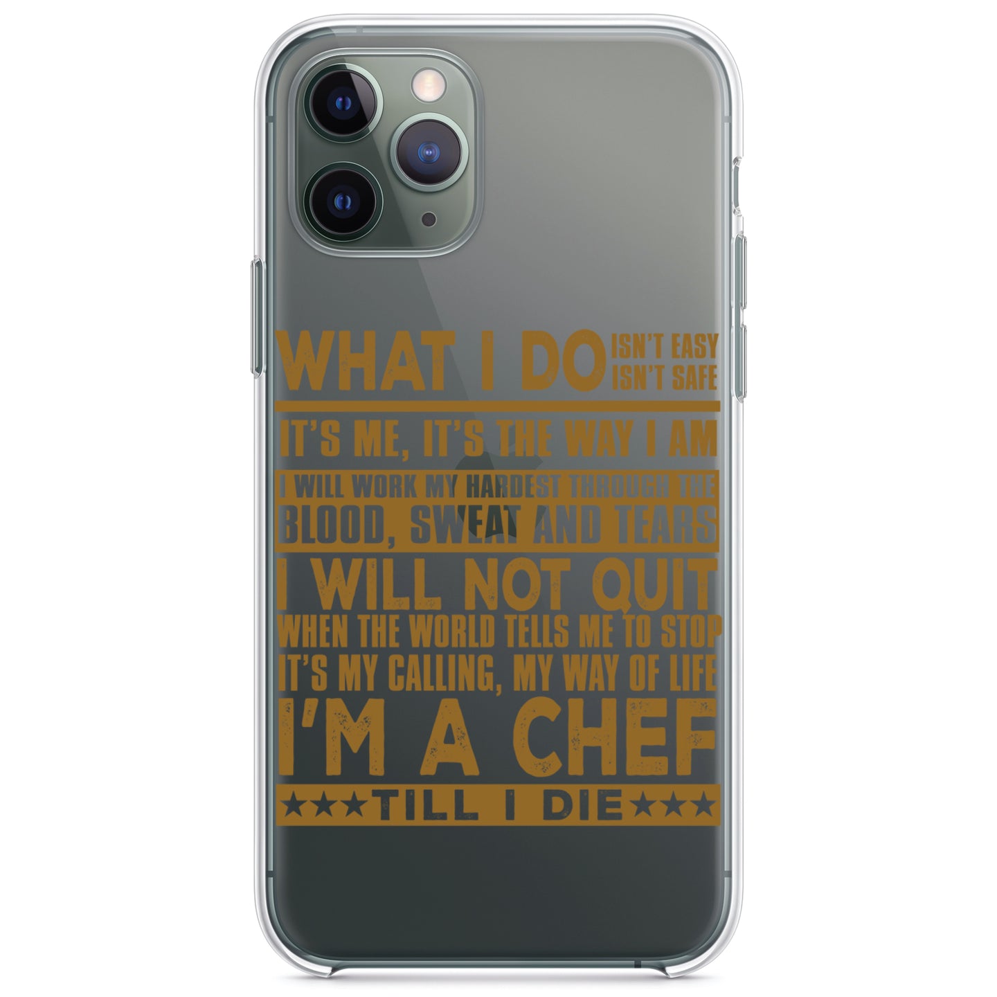 DistinctInk® Clear Shockproof Hybrid Case for Apple iPhone / Samsung Galaxy / Google Pixel - Chef - What I Do Isn't Easy