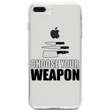 DistinctInk® Clear Shockproof Hybrid Case for Apple iPhone / Samsung Galaxy / Google Pixel - Choose Your Weapon - Chef Knives