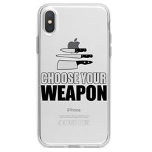 DistinctInk® Clear Shockproof Hybrid Case for Apple iPhone / Samsung Galaxy / Google Pixel - Choose Your Weapon - Chef Knives