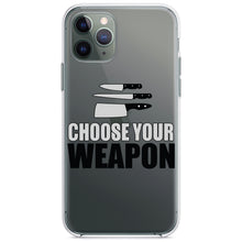 DistinctInk® Clear Shockproof Hybrid Case for Apple iPhone / Samsung Galaxy / Google Pixel - Choose Your Weapon - Chef Knives