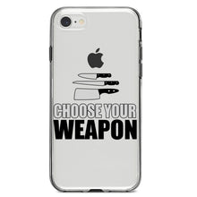 DistinctInk® Clear Shockproof Hybrid Case for Apple iPhone / Samsung Galaxy / Google Pixel - Choose Your Weapon - Chef Knives