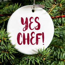 DistinctInk® Hanging Ceramic Christmas Tree Ornament with Gold String - Great Gift / Present - 2 3/4 inch Diameter - Yes Chef