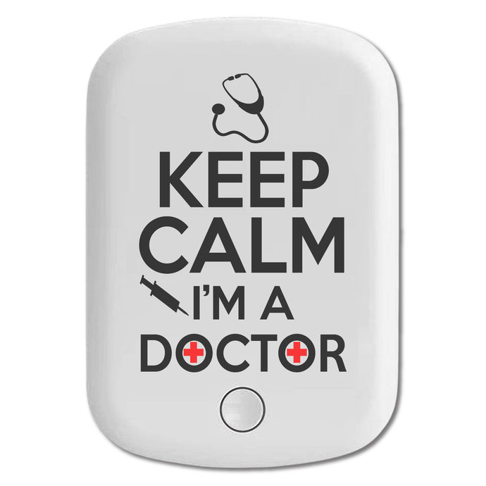 DistinctInk Magnetic Battery Pack, Wireless Portable Charger with USB-C Cable, Compatible with MagSafe iPhone 14 / 13 / 12 Series - Keep Calm I'm A Doctor