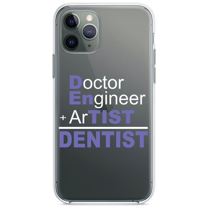 DistinctInk® Clear Shockproof Hybrid Case for Apple iPhone / Samsung Galaxy / Google Pixel - Doctor Engineer + Artist = Dentist