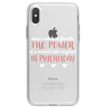 DistinctInk® Clear Shockproof Hybrid Case for Apple iPhone / Samsung Galaxy / Google Pixel - Never Underestimate Woman in Psychology