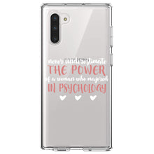 DistinctInk® Clear Shockproof Hybrid Case for Apple iPhone / Samsung Galaxy / Google Pixel - Never Underestimate Woman in Psychology