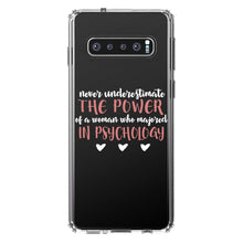 DistinctInk® Clear Shockproof Hybrid Case for Apple iPhone / Samsung Galaxy / Google Pixel - Never Underestimate Woman in Psychology