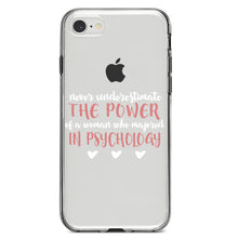 DistinctInk® Clear Shockproof Hybrid Case for Apple iPhone / Samsung Galaxy / Google Pixel - Never Underestimate Woman in Psychology