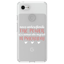 DistinctInk® Clear Shockproof Hybrid Case for Apple iPhone / Samsung Galaxy / Google Pixel - Never Underestimate Woman in Psychology