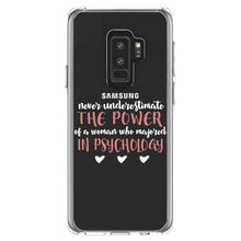 DistinctInk® Clear Shockproof Hybrid Case for Apple iPhone / Samsung Galaxy / Google Pixel - Never Underestimate Woman in Psychology