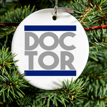 DistinctInk® Hanging Ceramic Christmas Tree Ornament with Gold String - Great Gift / Present - 2 3/4 inch Diameter - DOCTOR Word Art