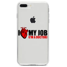 DistinctInk® Clear Shockproof Hybrid Case for Apple iPhone / Samsung Galaxy / Google Pixel - I Heart My Job - I'm A Doctor