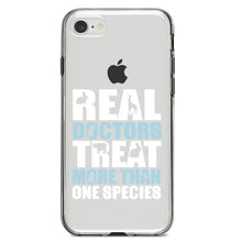 DistinctInk® Clear Shockproof Hybrid Case for Apple iPhone / Samsung Galaxy / Google Pixel - Real Doctors Treat More Than One Species