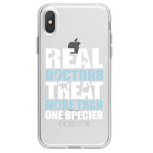 DistinctInk® Clear Shockproof Hybrid Case for Apple iPhone / Samsung Galaxy / Google Pixel - Real Doctors Treat More Than One Species