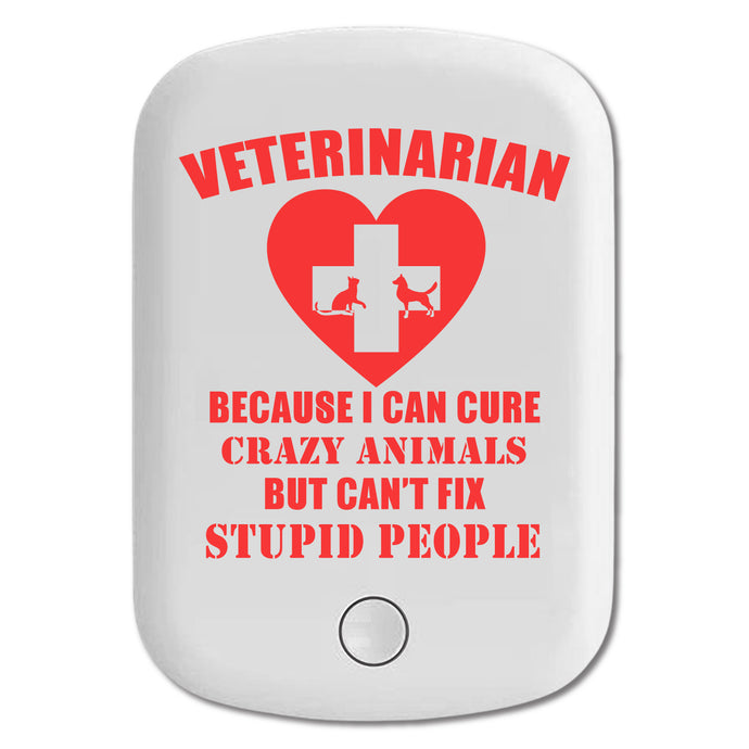 DistinctInk Magnetic Battery Pack, Wireless Portable Charger with USB-C Cable, Compatible with MagSafe iPhone 14 / 13 / 12 Series - Vets Cure Crazy Animals But Can't Fix Stupid