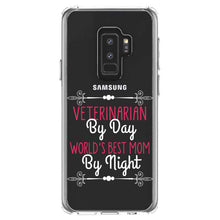 DistinctInk® Clear Shockproof Hybrid Case for Apple iPhone / Samsung Galaxy / Google Pixel - Vet By Day, Best Mom By Night