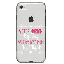 DistinctInk® Clear Shockproof Hybrid Case for Apple iPhone / Samsung Galaxy / Google Pixel - Vet By Day, Best Mom By Night