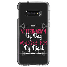 DistinctInk® Clear Shockproof Hybrid Case for Apple iPhone / Samsung Galaxy / Google Pixel - Vet By Day, Best Mom By Night