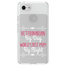 DistinctInk® Clear Shockproof Hybrid Case for Apple iPhone / Samsung Galaxy / Google Pixel - Vet By Day, Best Mom By Night