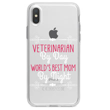 DistinctInk® Clear Shockproof Hybrid Case for Apple iPhone / Samsung Galaxy / Google Pixel - Vet By Day, Best Mom By Night