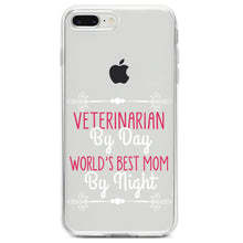 DistinctInk® Clear Shockproof Hybrid Case for Apple iPhone / Samsung Galaxy / Google Pixel - Vet By Day, Best Mom By Night